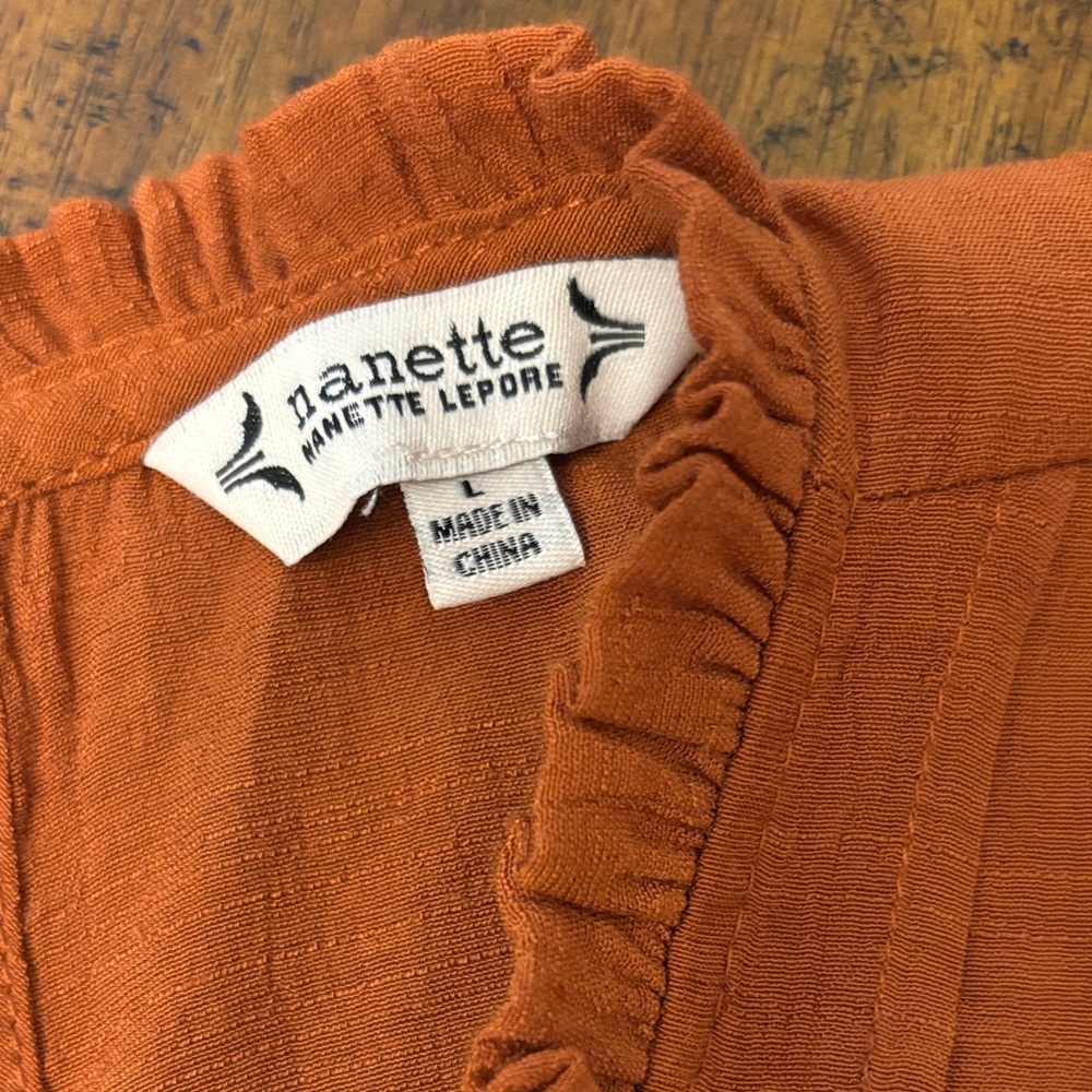 Rust Orange Ruffle Sleeve Blouse - Picture 2 of 6